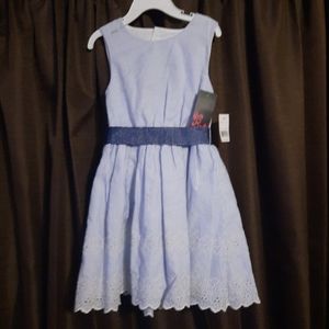 Girls Size 6 Girls Rule Blue and White Pin Stripe.